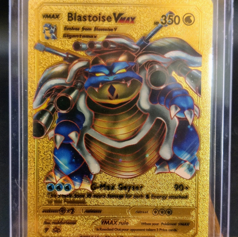 Gigantamax Blastoise VMAX HP 350 Gold Foil FanArt Pokemon Card